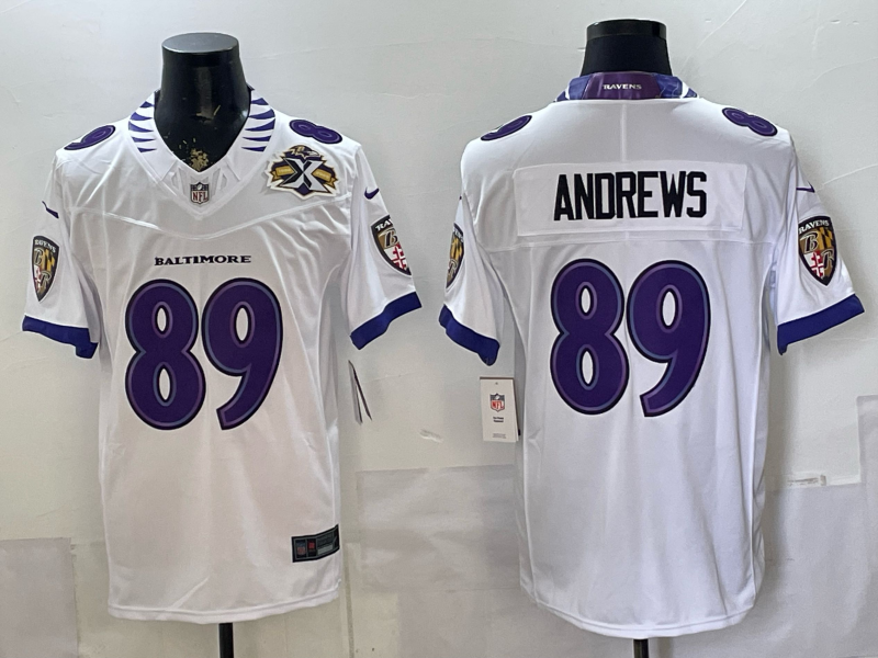 Men Baltimore Ravens #89 Andrews white Nike 2026 NFL Jersey 0593